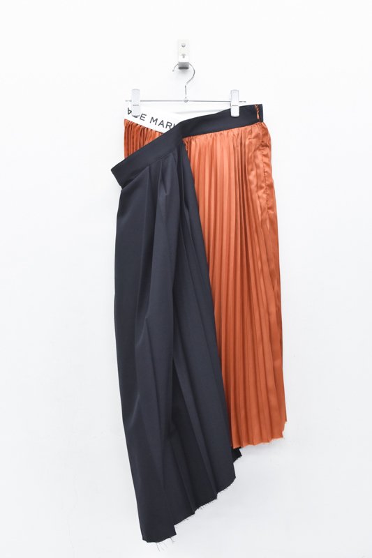 BASE MARK / Comb. Pleated Skirt - NAVY

