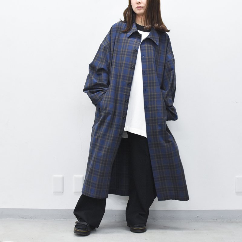 My Beautiful Landlet / CHECK TYPEWRITER SHIRTS COAT - NAVY