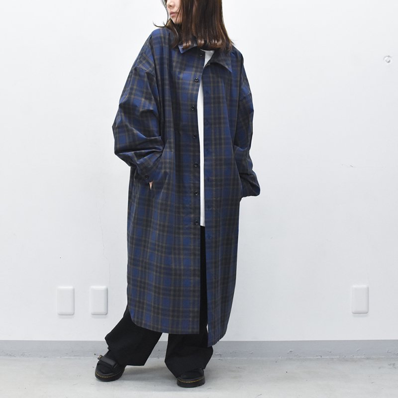 My Beautiful Landlet / CHECK TYPEWRITER SHIRTS COAT - NAVY