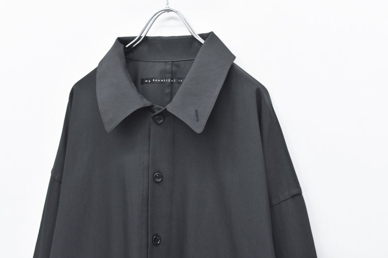 My Beautiful Landlet / GABERDINE SHIRTS COAT - BLACK - CRACKFLOOR