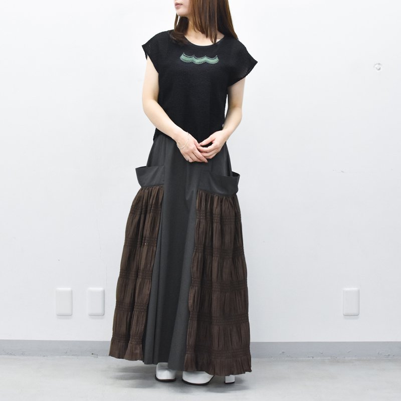 YUKI SHIMANE / Wide pocket Long skirt - KHAKI - CRACKFLOOR WEBSHOP