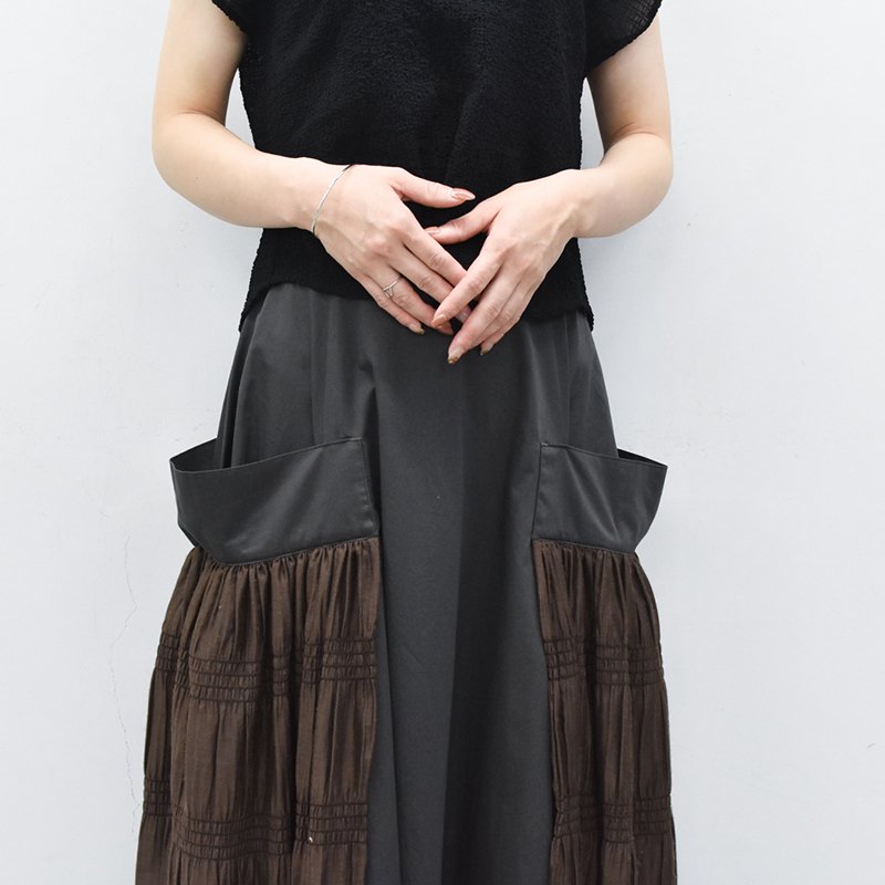 YUKI SHIMANE / Wide pocket Long skirt - KHAKI - CRACKFLOOR WEBSHOP