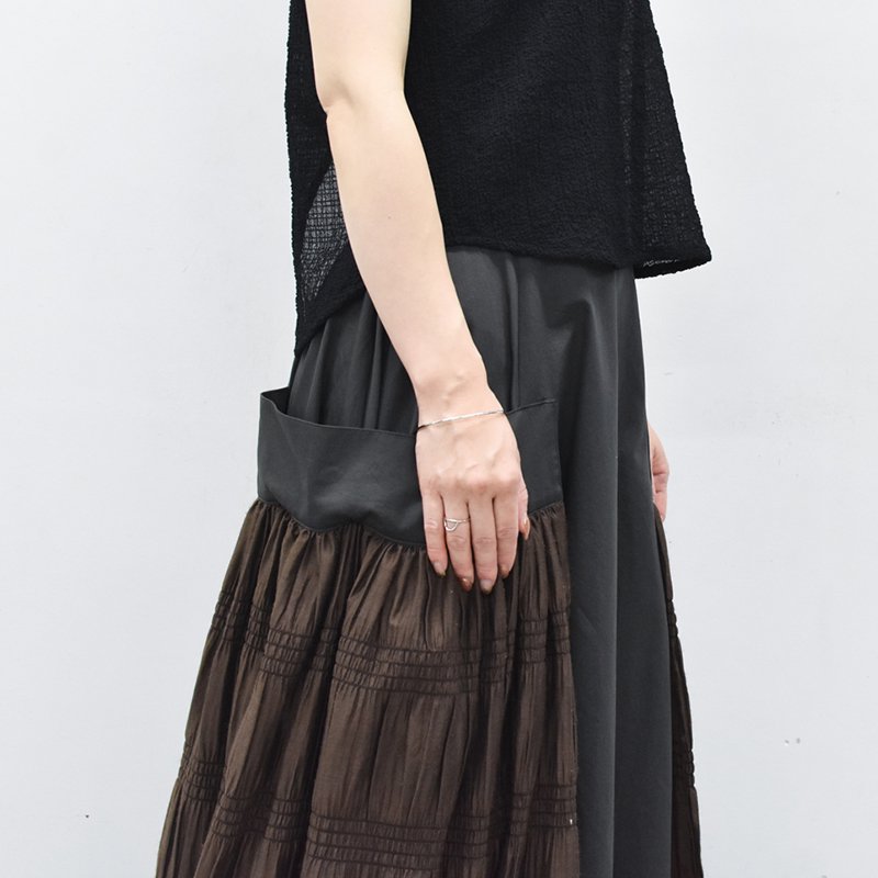 YUKI SHIMANE / Wide pocket Long skirt - KHAKI - CRACKFLOOR WEBSHOP