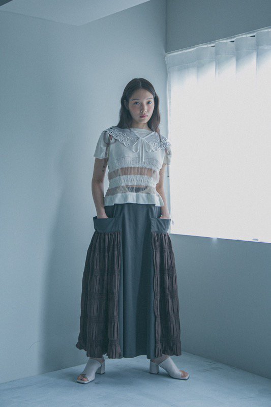 YUKI SHIMANE / Wide pocket Long skirt - KHAKI - CRACKFLOOR WEBSHOP