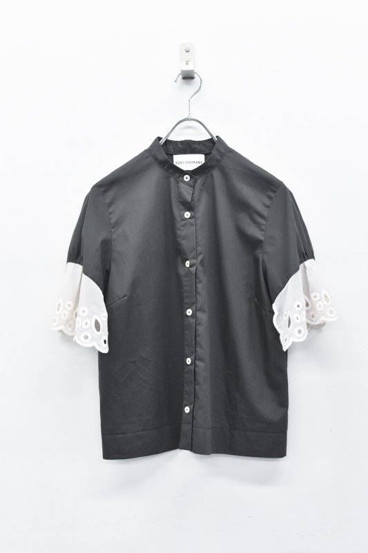 YUKI SHIMANE / Embroidery Lace Work Shirt - KHAKI