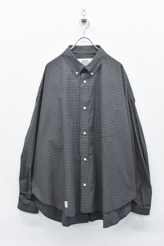 elephant TRIBAL fabrics / Puckering BD Mini Check Shirt - BLACK CHECK