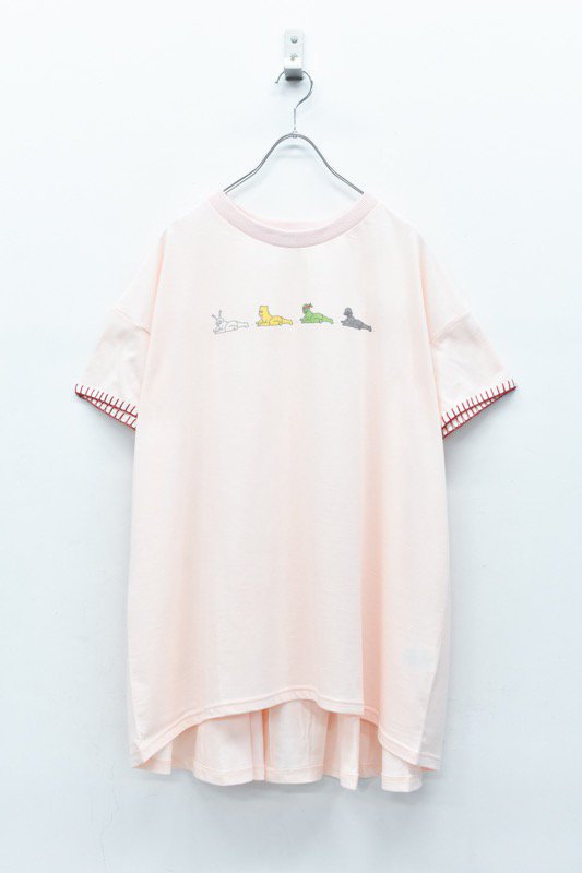 BEDSIDEDRAMA / Blanket stitch T-shirt PARADE - PINK