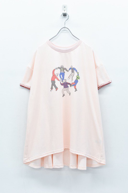 BEDSIDEDRAMA / Blanket stitch T-shirt DANCE - PINK