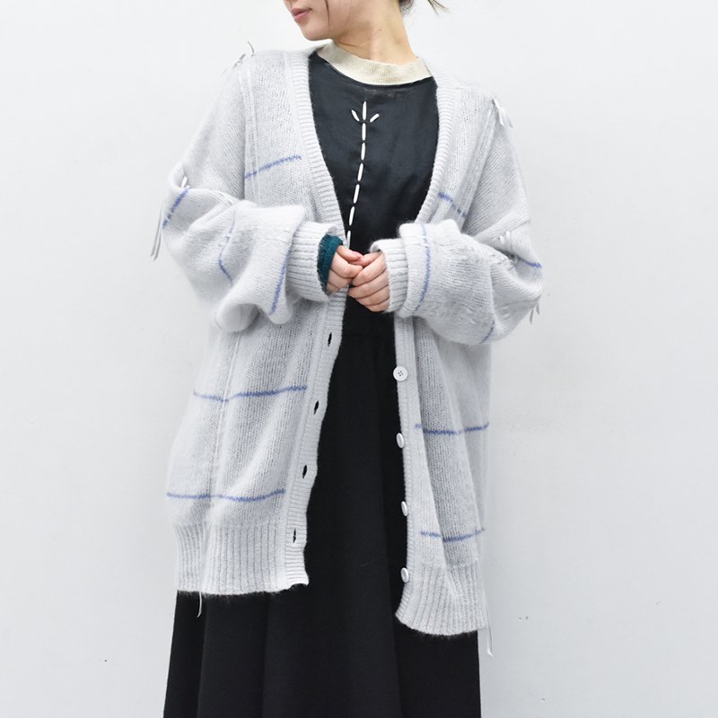 先行予約  YUKI SHIMANE / Hand stitched Loose-fit Cardigan - LILAC