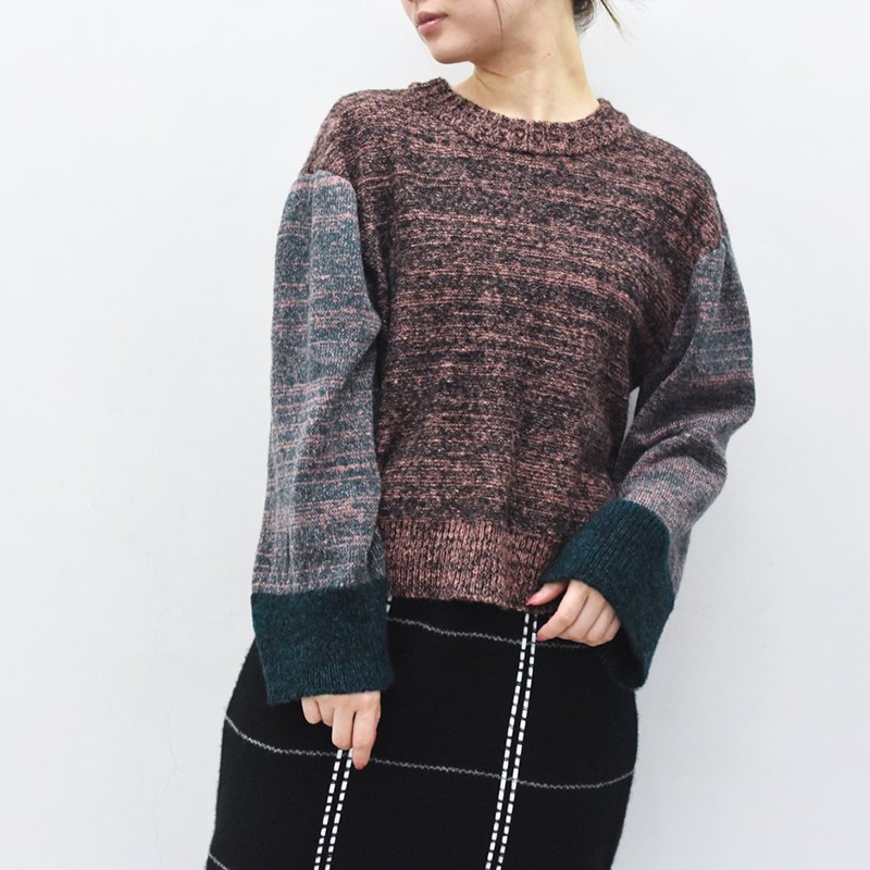 先行予約  YUKI SHIMANE / Tam yarn Hand knit Sweater - BLACK MIX