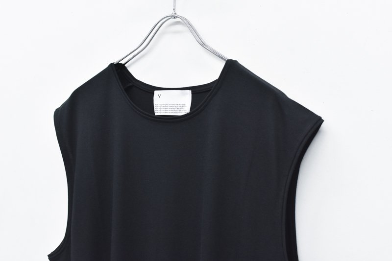 VOAAOV / COTTON MODAL No Sleeve Top - BLACK - CRACKFLOOR WEBSHOP