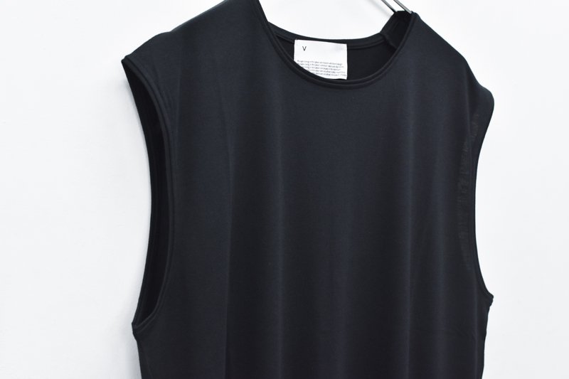 VOAAOV / COTTON MODAL No Sleeve Top - BLACK - CRACKFLOOR WEBSHOP