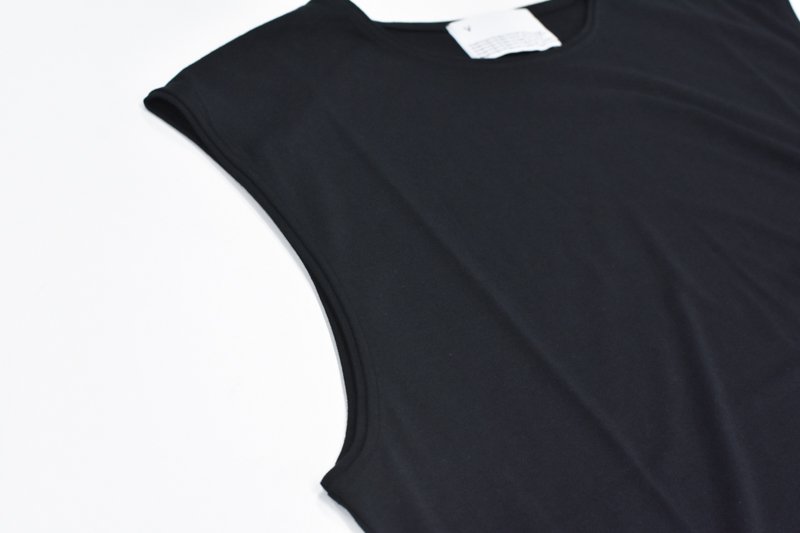 VOAAOV / COTTON MODAL No Sleeve Top - BLACK - CRACKFLOOR WEBSHOP