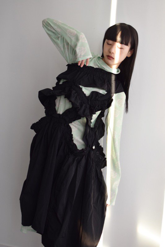 HOUGA / kiki frill dress - BLACK - CRACKFLOOR WEBSHOP