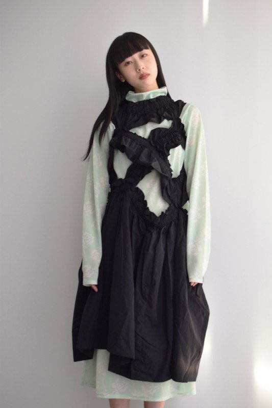 HOUGA / kiki frill dress - BLACK - CRACKFLOOR WEBSHOP