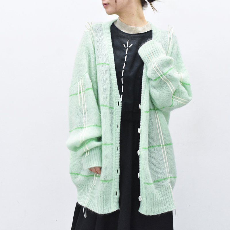 YUKI SHIMANE / Hand stitched Loose-fit Cardigan - GREEN