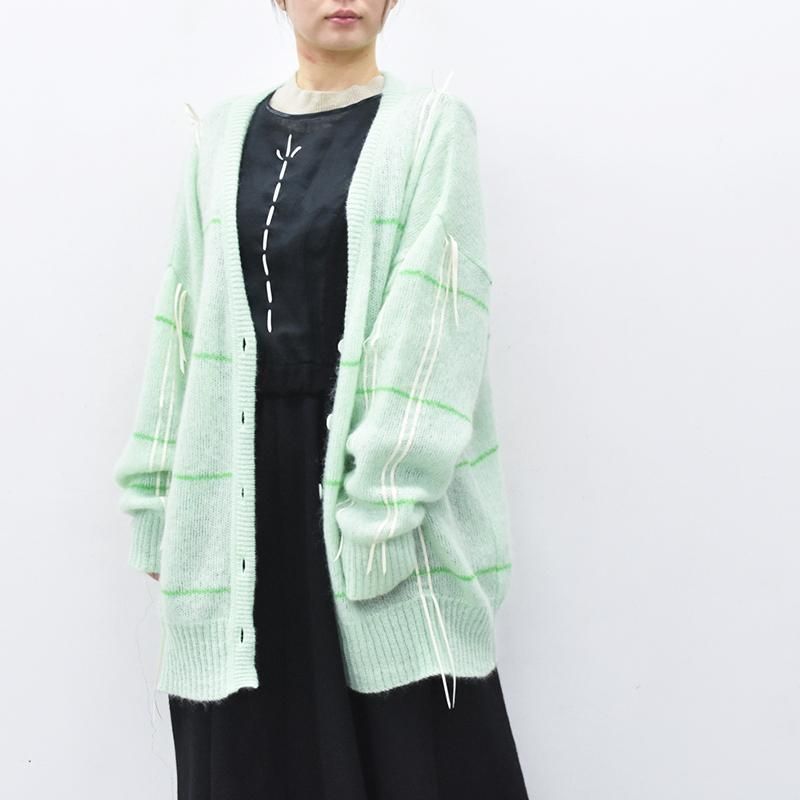 YUKI SHIMANE / Hand stitched Loose-fit Cardigan - GREEN 