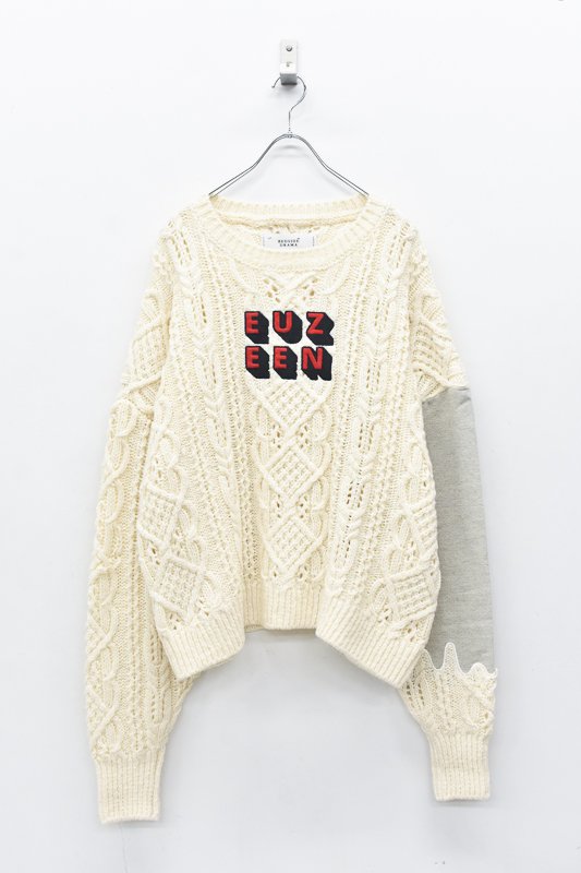 BEDSIDEDRAMA / EUZEEN Mix Knit Sweater - OFF WHITE
