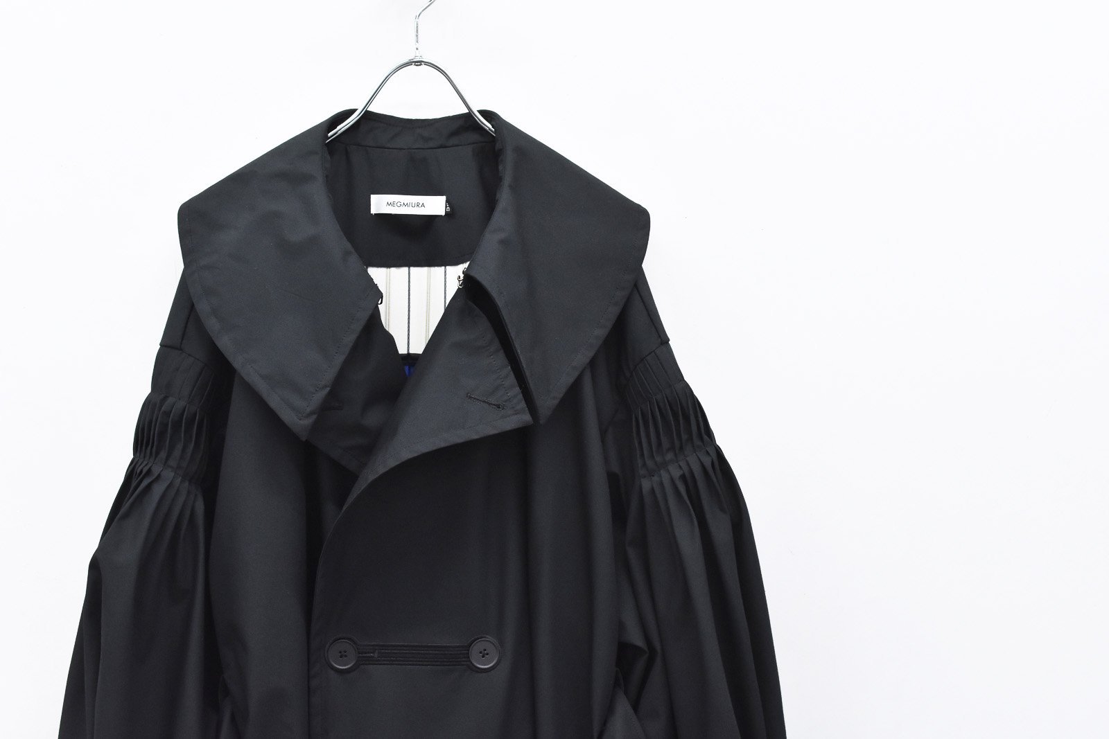 MEGMIURA / Pin tuck trench coat - BLACK - CRACKFLOOR WEBSHOP