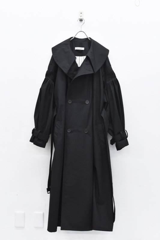 MEGMIURA / Pin tuck trench coat - BLACK


