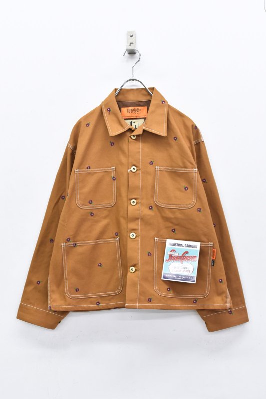 NON TOKYO / FLOWER EMBROIDERY COVERALL - CAMEL