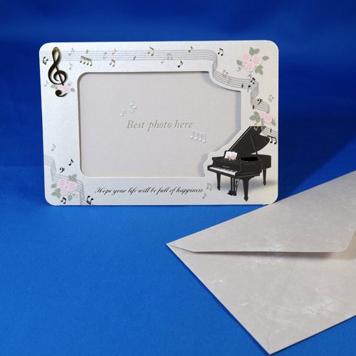 フォトフレームカード ピアノ 立てて飾れる 多目的 音楽雑貨 発表会記念品 ギフト 美術工芸なかの