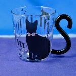 マグカップル（ガラス）黒猫／ピアノ　メス