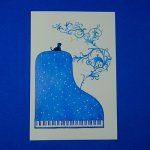 ポストカード 山田和明 「夜の樹」 ミュージック ピアノ 水彩画