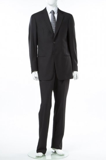 HITSUZIの衣類入手困難 ARMANI スーツ ストライプ XL ブラック ウール 大きいサイズ
