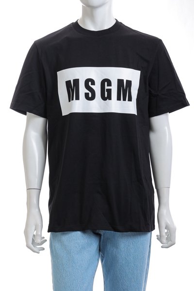 トップスMSGM エムエスジーエム スプレーロゴブラック半袖TシャツS