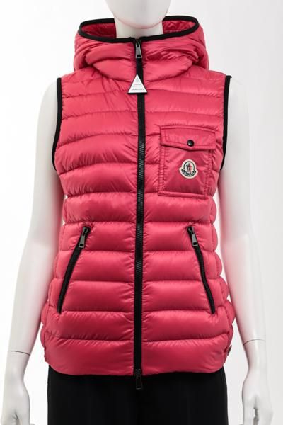 MONCLER◇ダウンベスト/1/ナイロン/RED/無地/E20914338649-