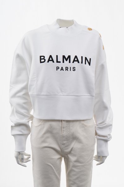 BALMAIN バルマンBalmainロゴ エコ クロップドスウェットシャツ &G