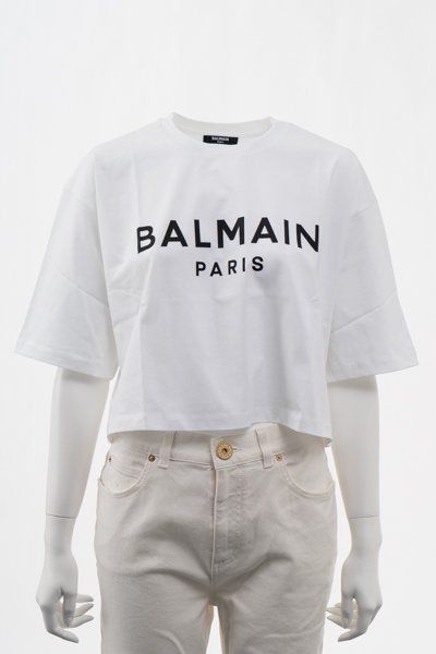 BALMAIN バルマンBalmainロゴ エコ クロップコットンTシャツ &G