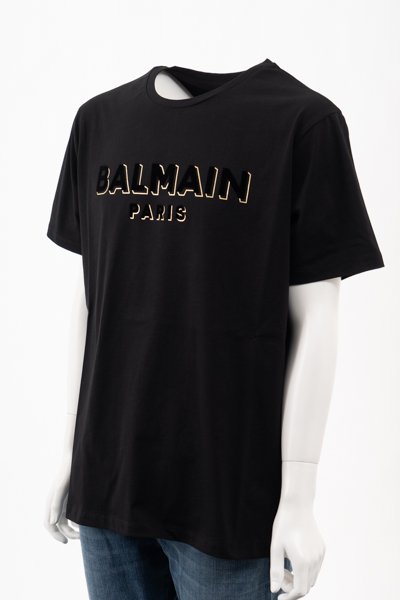 BALMAIN バルマンテクスチャー Balmainロゴ コットンTシャツ &G (アンジー) オンライン