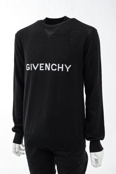 ジバンシィ　GIVENCHY　Paris　ロゴブラックウール クルーネック長袖セーター　&G (アンジー) オンライン