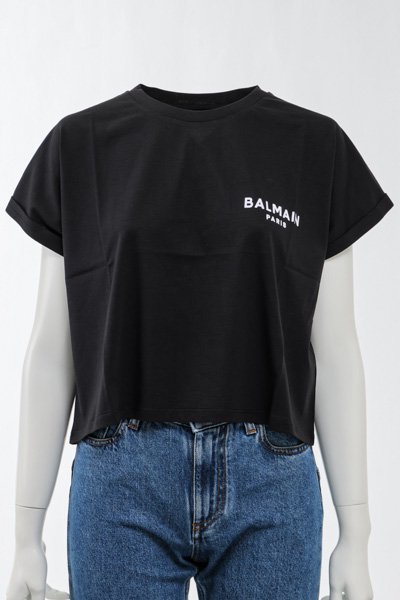 BALMAIN バルマン Balmain Parisフロック クロップドTシャツ &G