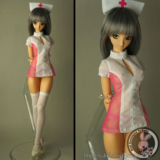 VMF0145 50cmDoll シースルーナースセット 白×ピンク - Doll Boutique