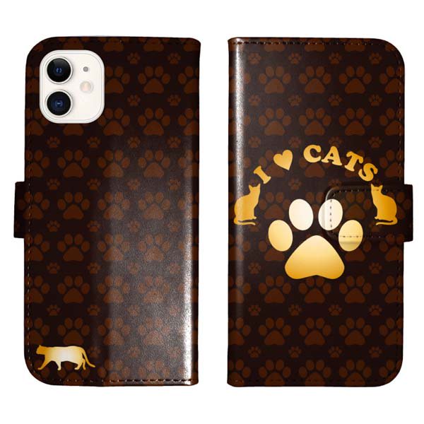 Iphone12 手帳型 Iphone 12 ケース カバー 猫 肉球 猫柄 I Love Cats ごほうび屋