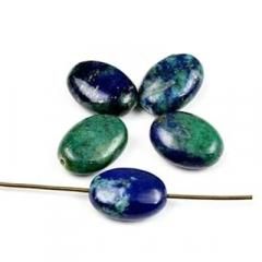 天然石アズライト 10×14mm 穴径約1mm 1粒販売/10粒割引 ブルー×グリーンの癒しの天然石ビーズ