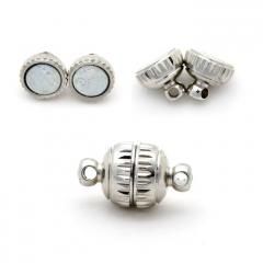 強力磁石 真鍮シルバーメッキ 装飾デザインマグネット留め金具(8mm×14mm)1個/10個割引