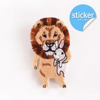 pokefasu ポケファス　ライビット　刺繍フェルトステッカー　ライオンとウサギ