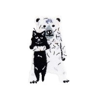 ★再入荷なし【廃番品】 ポケファス図鑑　シロクロ　ブローチ　黒猫と白クマバッチ
