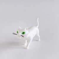 ドイツ製　ボビングアニマル　WalkingCat　白ネコ　首振り人形