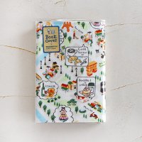 プリント生地ブックカバー　文庫サイズ　cafeマップ　TOCONUTS/トコナッツ