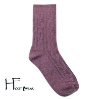 ポルトガル製ウールソックス 【H-Foot wear】 ケーブル柄　パープル　レディースフリー