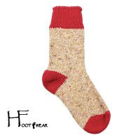 ポルトガル製ウールソックス 【H-Foot wear】 NEP　RED×CAMEL　男女兼用(23-27cm)
