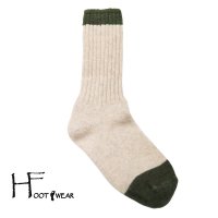 ポルトガル製ウールソックス 【H-Foot wear】 BROSSE　オリーブ×オフ　レディースフリー