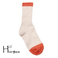 ポルトガル製ウールソックス 【H-Foot wear】 BROSSE　オレンジ×オフ　レディースフリー
