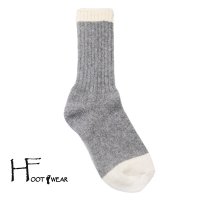 ポルトガル製ウールソックス 【H-Foot wear】 BROSSE　ホワイト×グレー　レディースフリー
