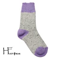 ポルトガル製ウールソックス 【H-Foot wear】 NEP　LAVENDAER×LT.GREY　男女兼用(23-27cm)